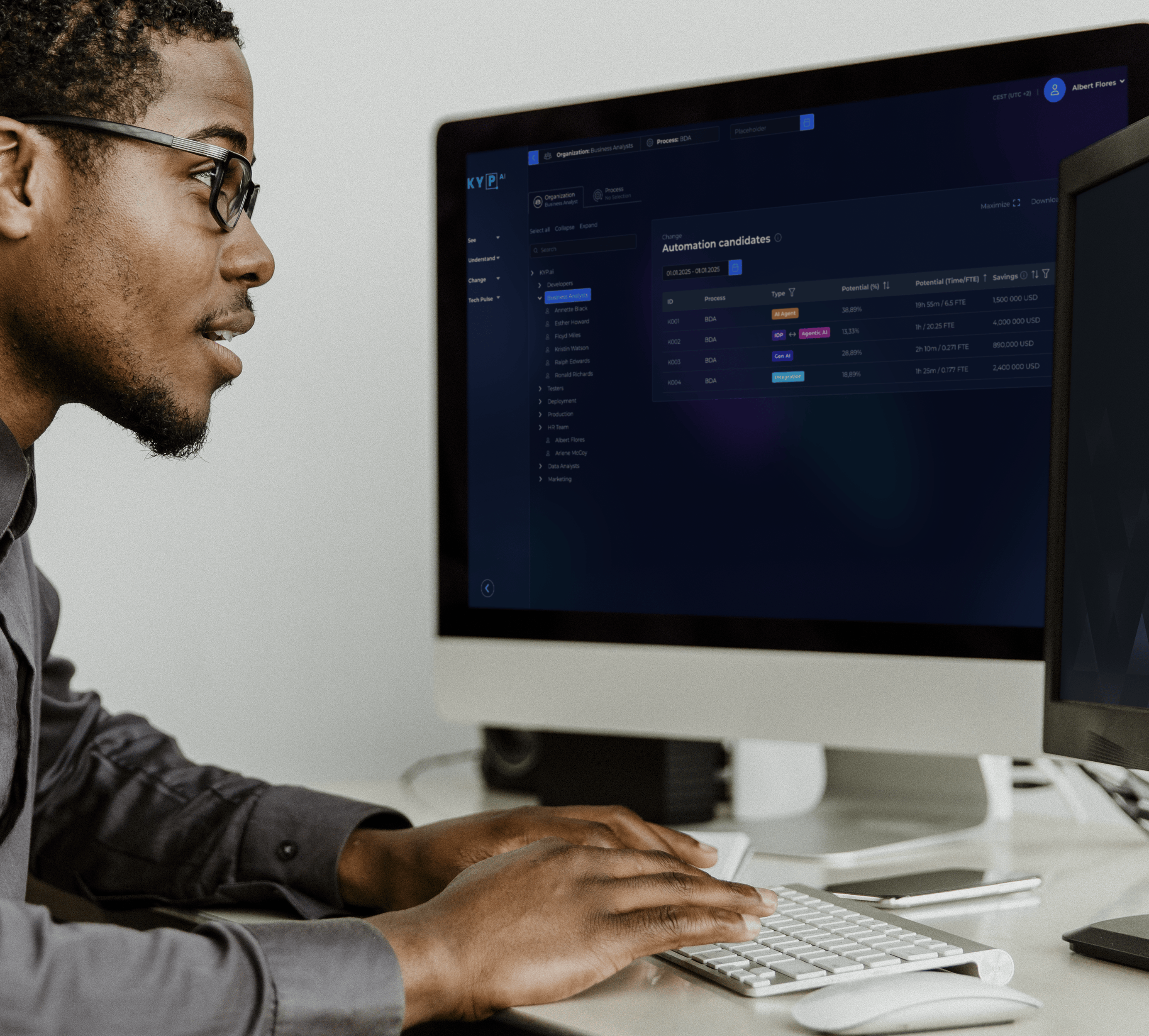Employee using process intelligence to understand business optimization.